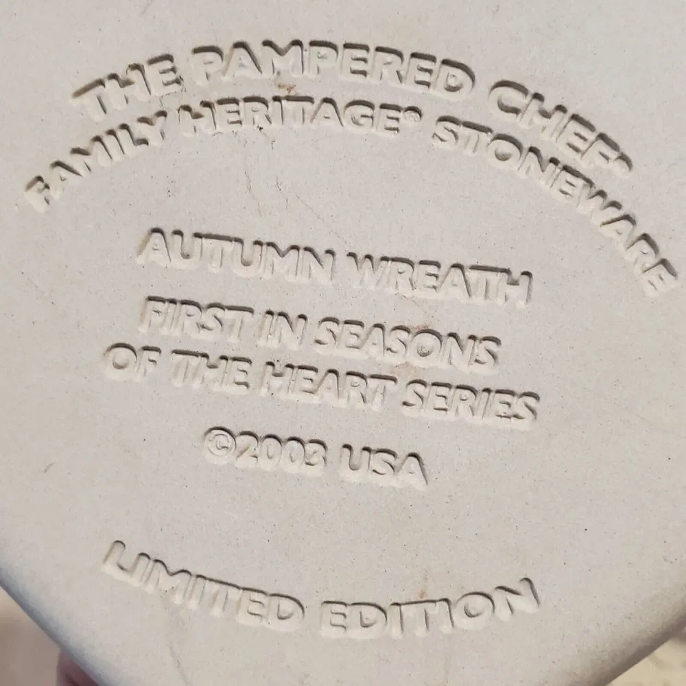 2003 Pampered‎ Chef Cookie Mold Family Heritage Stoneware Spring Autumn Winter 3